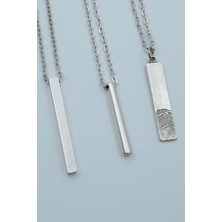 Alooya 3'lü Çubuk Prizma Silindir Parmak İzi Gümüş Kaplama Kolye Seti