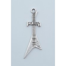 Alooya Pantera Elektro Gitar Gümüş Kaplama Kolye Ucu