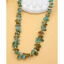 Nevoka Karışık Geometrik Şekilli Su Yeşili Akrilik Kolye