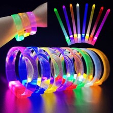 Tp Bfs  3 Modlu Pilli LED Işıklı Esnek Parti Bilekliği Beyaz