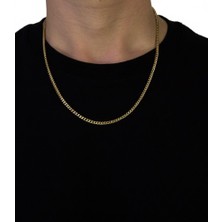 Winy Concept Gold Zincir Erkek Kolye - Kararmaz Paslanmaz Çelik Lüks Tasarım