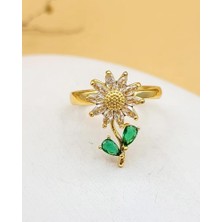 Nevoka Floria Döner Çiçek Formlu Renkli Zirkon Taşlı Çelik Yüzük