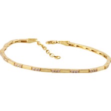 Masaliko Şık Gümüş Bileklik – 925 Ayar, Altın Kaplama, Zirkon Taşlı, Ayarlanabilir (MS3806)