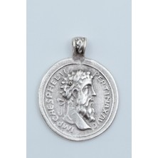 Alooya Roma Parası Sikke Gümüş Kaplama Kolye Ucu