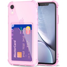 Teknomoda Apple iPhone Xr Kılıf Kartlıklı Anti Şok Korumalı Şeffaf Silikon Pembe