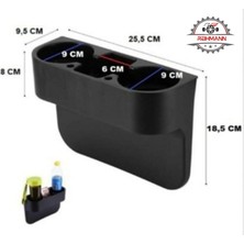 REIHMANN Volkswagen New Beetle 1998-1999-2000-2001-2002-2003-2004 Araç Içi Koltuk Arası Bardak Tutucu & Başlık Askılı Bardaklık Organizer – Siyah, 26.5X8X9.5 cm – Pratik Eşya Düzenleyici