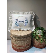 Moda Lime Isme Özel Baskılı Fırfırlı Bebek Dolgulu Yastık Hediyelik (Takı Yastığı Olarakta Kullanılabilir)