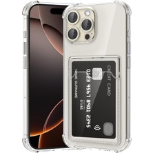Teknomoda Apple iPhone 15 Pro Max Kılıf Kartlıklı Anti Şok Korumalı Şeffaf Silikon