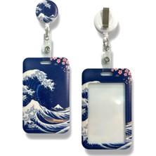 Yaka Kartlığı Yoyolu Kartlık Koruyucu Çekmeli Kart Tutucu Kartlık Deniz Dalgası