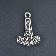 Alooya Thor Mjollnir Hammer Gümüş Kaplama Kolye Ucu