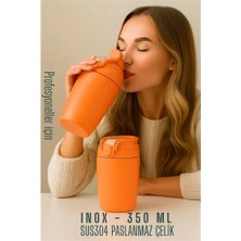 Tp Bfs  Inox Çelik Kahve Bardağı - 350 ml  SUS304 Çelik Termos Profesyonel Turuncu