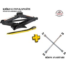 REIHMANN Fiat Panda Hibrit 2020-2021-2022-2023-2024-2025 Araba Kaldırma Krikosu 1.5ton, Makas Cırcır Otomatik Kırmızı/siyah ve 4 Uclu Bijon Anahtarı 17 19 21 22MM