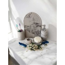 Trust Stone Mermer Desen Antrasit Beton Banyo Seti