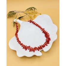 Nevoka Okyanus Çubuklu Kırmızı Akrilik Boncuklu Kolye