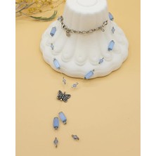 Nevoka Mavi Kelebek Akrilik Boncuk Kolye