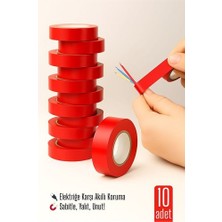 Fantastik Store 10'lu Kırmızı Elektrik  Bandı – Yüksek Yalıtım Gücü Kablo Sabitleme ve Elektrik Koruma Için