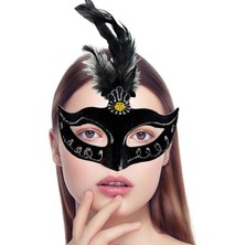 Buğz Siyah Tüylü Süet Parti Maskesi