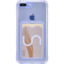 Teknomoda Apple iPhone 8 Plus Kılıf Kartlıklı Anti Şok Korumalı Şeffaf Silikon Lila
