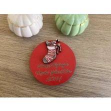 Empressco 10 Adet Kırmızı Ahşap Yılbaşı Magnetler, Kişiye ve Firma Için Özeldir