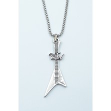 Alooya Pink Floyd Elektro Gitar Gümüş Kaplama Örme Zincir Kolye