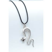 Alooya Yılan Gümüş Kaplama Deri İp Kolye