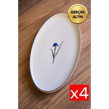Tabak Evi Porselen Natura Iris Altın Yaldızlı Oval Kayık 32,50X17X2,50CM 4 Lü