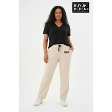 Superlife Kadın Büyük Beden Brooklyn 1970 Baskılı  Lastikli Bel Paça Reçme Eşofman Altı SPR26EAK952-3