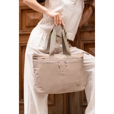 Sanmorris Kadın 6 Gözlü Kullanışlı Su Geçirmez Kumaş Büyük Boy El ve Omuz Çantası