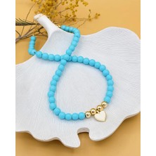 Nevoka Mavi Kalp Akrilik Boncuklu Kolye