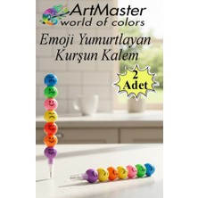 ArtMaster Emoji Kurşun Kalem Yumurtlayan 2 Adet Eğlenceli Gülen Yüzlü Kurşun Kalem Hediyelik Kurşun Kalem