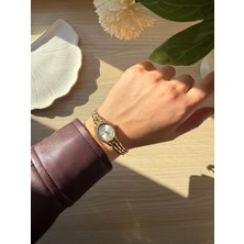 Rubsey Retro Minimal Metal Kordon Vintage Kadın Kol Saati Altın