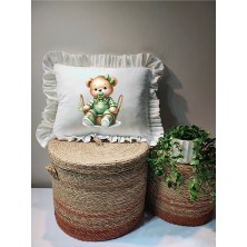 Moda Lime Isme Özel Baskılı Fırfırlı Bebek Dolgulu Yastık Hediyelik (Takı Yastığı Olarakta Kullanılabilir)