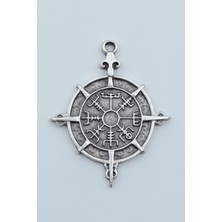 Alooya Viking Vegvisir Pusula  Gümüş Kaplama Kolye Ucu