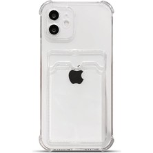 Teknomoda Apple iPhone 12 Mini Kılıf Kartlıklı Anti Şok Korumalı Şeffaf Silikon Şeffaf Açık