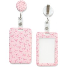 Yaka Kartlığı Yoyolu Kartlık Koruyucu Çekmeli Kart Tutucu Kartlık Minik Pembe Fiyonklar