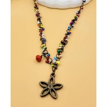 Nevoka Renkli Kum Boncuk Çiçek Kolye