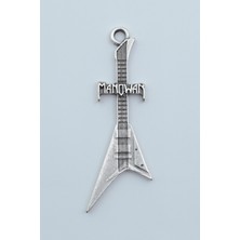 Alooya Manowar Elektro Gitar Gümüş Kaplama Kolye Ucu