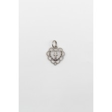 Alooya Minimalist Kalp Motifli Haç Kolye Ucu - Antik Gümüş Kaplama