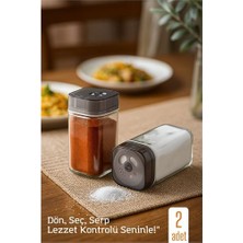 Fantastik Store Hsnet Cam Tuzluk Baharatlık – 360° Döner Kapaklı | 3 Delik Tipiyle Ayarlanabilir Akış   2 Adet