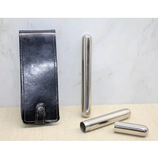 Buğz Deri Kılıflı Ikili Paslanmaz Çelik Puro Tüpü