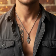 Alooya Antik Ok Ucu Gümüş Kaplama Örme Zincir Kolye