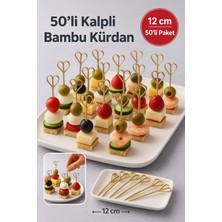 Toyfest 50’li Kahve Kalpli 12 cm Doğal Bambu Kürdan  • Kanepe Kokteyl Sunum Servis Kürdanı Parti Kürdanı