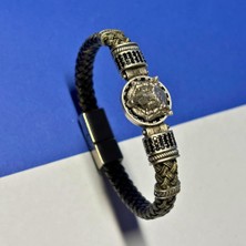 Begondio El Işçiliği ile Üretilmiş Hakiki Deri Erkek Bileklik