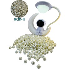 Heraldis Kristal Kesim Akrilik Inci Boncuk Kübik - Mcik-11 - Krem Renk - 80 Adet Delikli Hobi Boncuğu