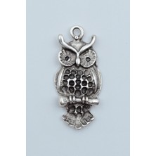 Alooya Minimal Baykuş Gümüş Kaplama Kolye Ucu