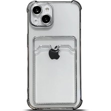 Teknomoda Apple iPhone 13 Mini Kılıf Kartlıklı Anti Şok Korumalı Şeffaf Silikon Füme Koyu Şeffaf