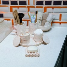 Trust Stone Bej Mermer Desen Beton Banyo Seti,organizer Set