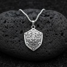 Alooya The Legend Of Zelda Kalkan Gümüş Kaplama Örme Zincir Kolye