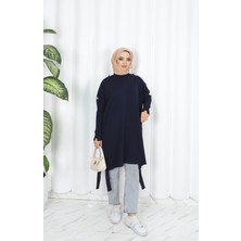 Nisum Moda Düğme Detaylı Merserize Tunik