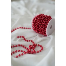 Empressco 3 Metre Metalik Inci Boncuk ve Paketleme Malzemeleri, Kırmızı Renk